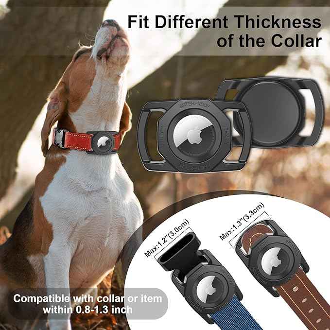 SANKALA Airtag Holder for Dog Collar, [1 Pack] Waterproof Dog Collar Airtag Holder, Soft Silicone Full-Body Protective Anti-Lost Air Tag Case, Ultra-Durable, Easy Installation, Lightweight, Black