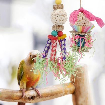 Wontee Bird Toys Colorful Shredding Crinkles Foraging Toys Natural Sola Ball for Parrots Cockatiels Conures Parakeets Budgies Senegal (Sola Ball (2 Pack))