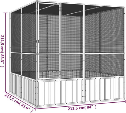 Steel Bird Cage, Large Flight King Bird Cage for Cockatiels African Grey Quaker Amazon Sun Parakeets Green Cheek Conures Pigeons Parrot Bird Cage Birdcage, Gray 84.1"x85.6"x83.3"