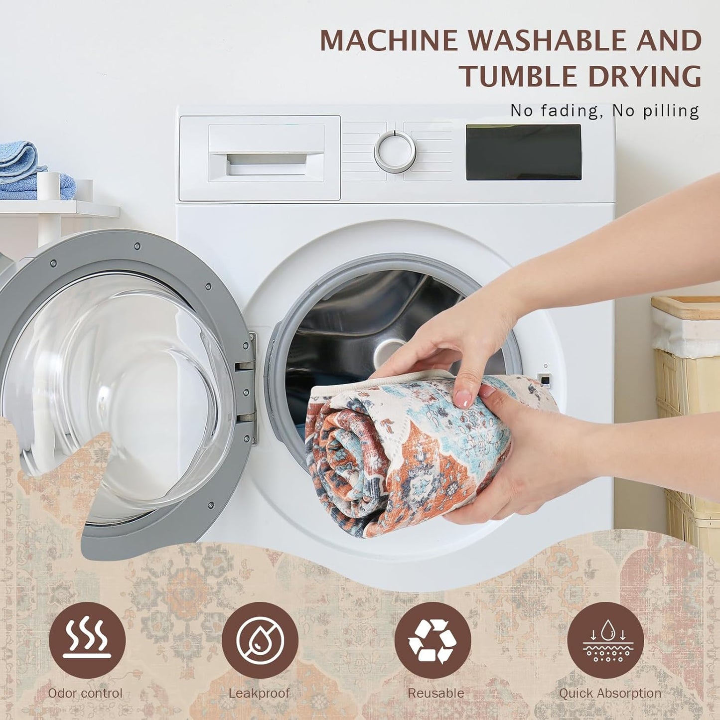 IEUUMLER Washable Pee Pads for Dogs, 2 Pack Reusable Non-Slip Grip, Super Absorbent Waterproof Puppy Pads for Potty Training, Playpen, Crate, Whelping Box EU011 (Orange, 36" x 36")