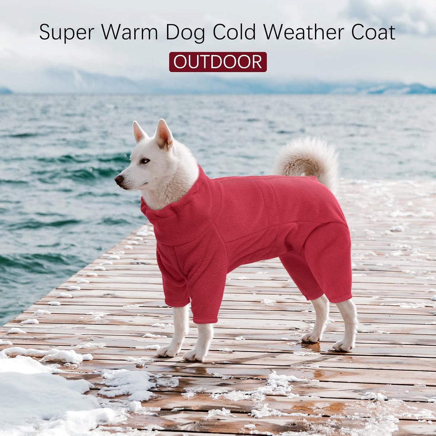 ROZKITCH Small Dog Fleece Pajamas, Pet Windproof Warm Cold Weather Jacket Vest Cozy Jumpsuit Apparel Outfit Clothes for Small Medium Large Dog Walking Hiking Sleep Red S
