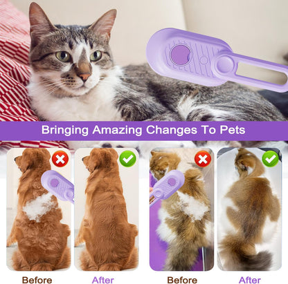 Cat Steam Brush for Shedding, 2025 New 4 in 1 Rechargeable Steam Pet Brushes for Cats & Dogs, Indoor Anti-static Pets Brush for Massage, Cleaning, Shedding & Combing Hair (Purple)