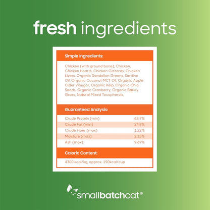 smallbatch Pets Freeze Dried Cat Treats, Raw Dry Cat Food Bites, Chicken Recipe, High Protein Food Topper or Training Treats for Cats, Humanely Sourced Meat, Made in The USA, Non GMO, 10 oz Bag