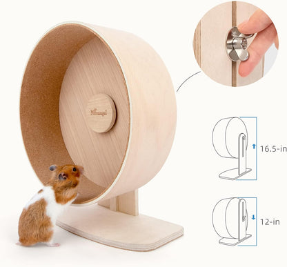 Niteangel Wooden Hamster Exercise Wheel: - Silent Hamster Running Wheel for Hamsters Gerbil Mice and Other Similar-Sized Small Pets (L)