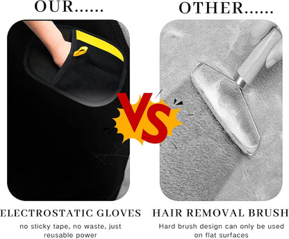 Magic Brush Pet Hair, Newly Upgraded Reusable Electrostatic Pet Hair Remover Glove, Pet Hair Removal Glove for Dogs & Cats, Clothing, Couch, Carpet, Car Seat (2 Pcs)
