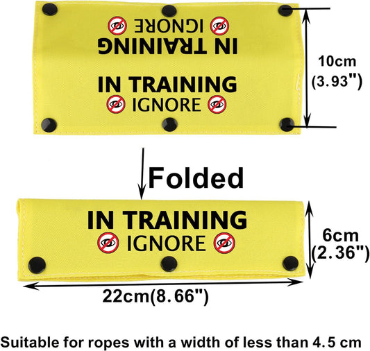 BLUPARK Funny Dog Leash Sleeve Have In Training Ignore Dog Leash Wrap Wrap Alert Hanging ID Patch Tag Pet Birthday Gift (Training Ignore-YE Sleeve)