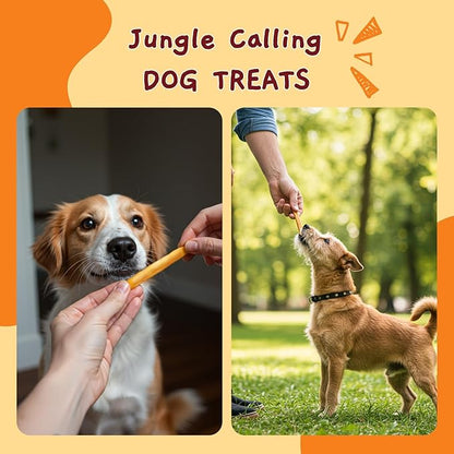 Jungle Calling Collagen Sticks for Dogs, Chicken Flavored Chews, Long Lasting Rawhide Alternative Treats for Small Medium Dog, Healthy Chew Bones, 5 Inch, About 37 Sticks Per Bag