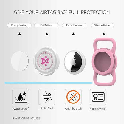 Airtag Dog Collar Holder, Durable & Lightweight Airtag Case, Slide-on Waterproof Protective Air Tag Holder for Dog Collar - for Dogs and Cats (Pink, Medium)