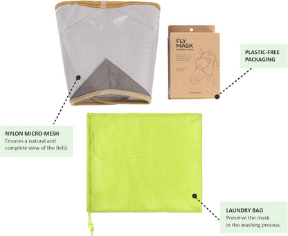 Fly Masks for Horses, 70% Uv-Block, Breathable Fly Mask for Equines, Durable, Comfortable Fit for All-Day Protection, Horse Size (Horse Fly Mask, Standard)