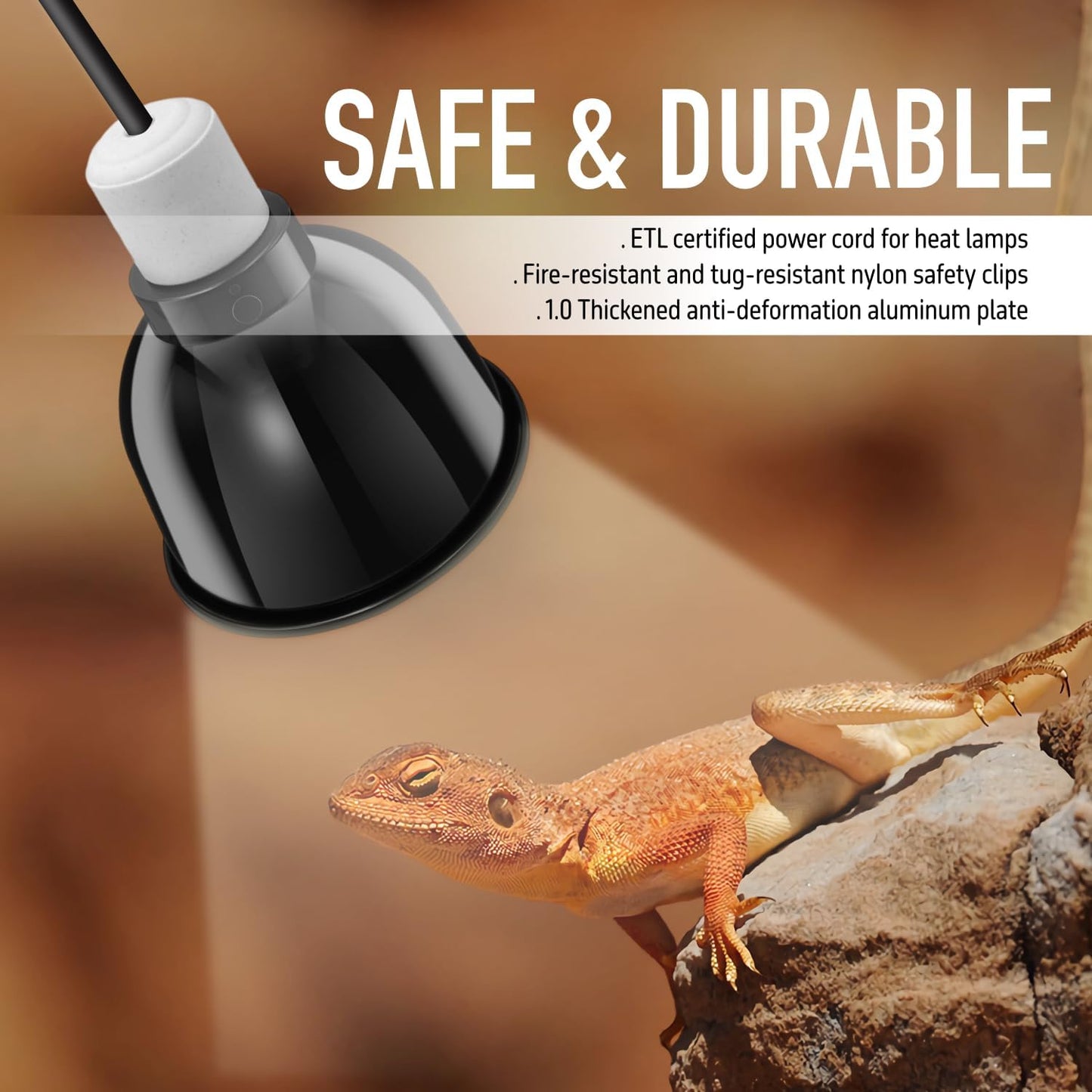 Reptile Light Fixture, 5.5'' Standard Dome for Reptile Basking Bulb Light/Heat Lamp/Ceramic Heat Emitter, 5.5 Inch Light Dome