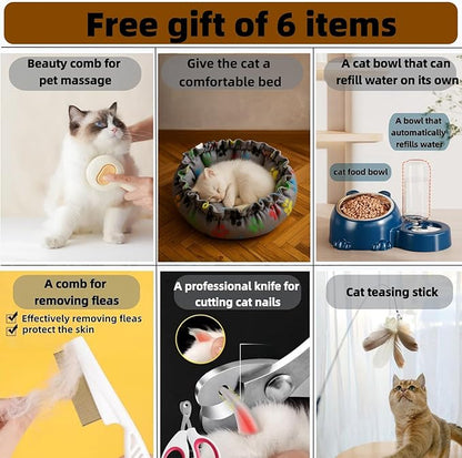 Indoor cat cage with Litter Box, Complimentary Cat Bed, Bow,lcat House with Wheels Outdoor,Large cat Villa Playpen, Small Animal Dog Kennel cat enclosures (42″(L) x18.2″(W) x32.4″(H))