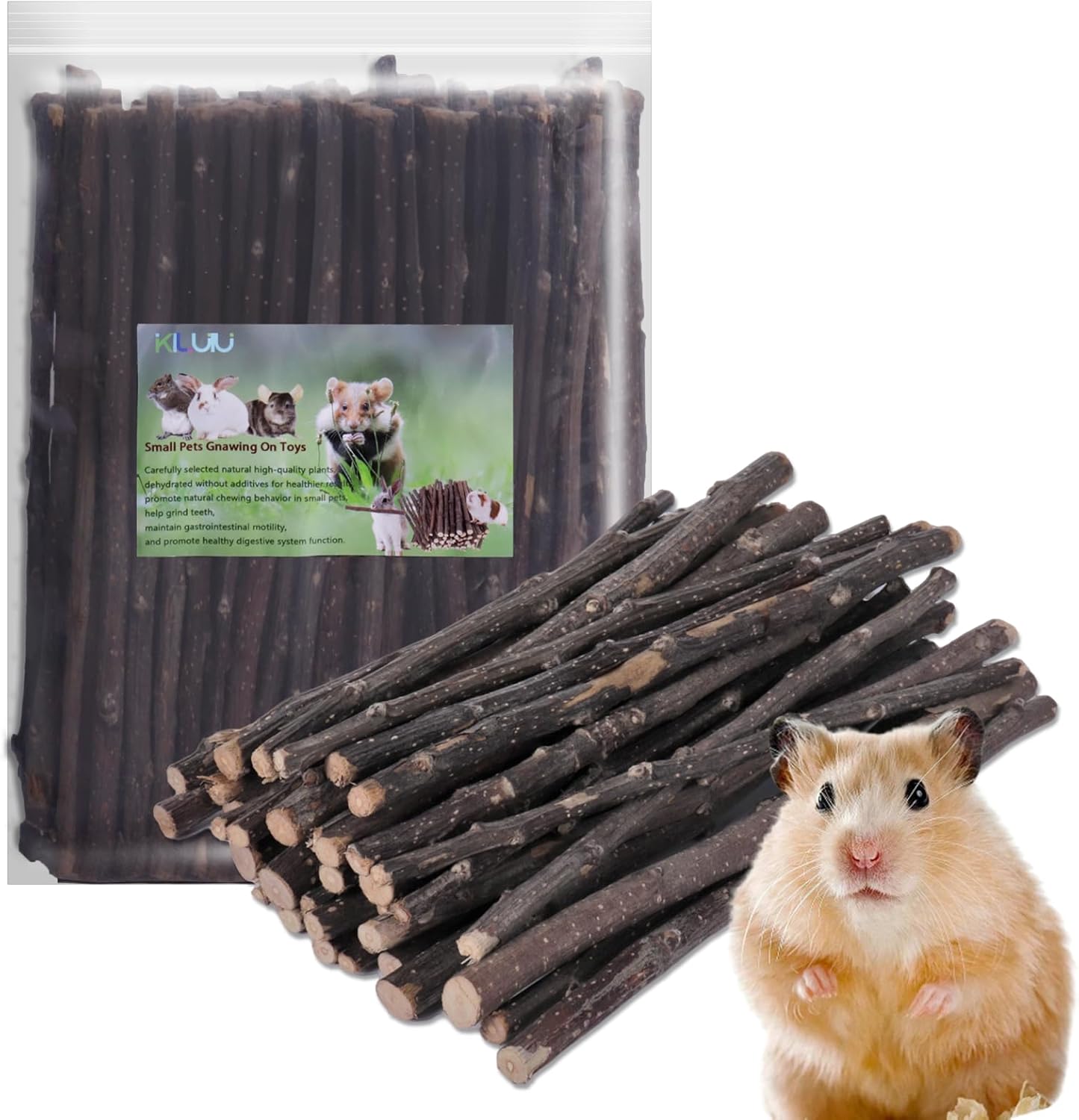 Natural Apple Wood Chew Sticks 300g (10.5oz) for Rabbits, Hamsters, Chinchillas, Guinea Pigs - Small Animal Dental Toys, Safe Untreated Teeth Grinding & Boredom Relief, Rodent Molar Health (300g)