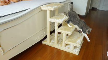 Cowboy Wooden pet Stairs 4-Step pet Ladder cat Dog Easy Stairs with Detachable Carpet for high Bed and Couch (Gray) - Pawvie