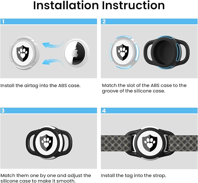 Waterproof AirTag Dog Collar Holder for Apple AirTag QR Code