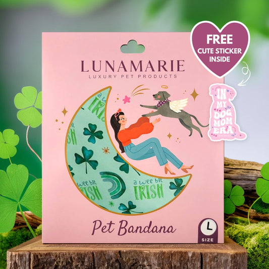 LunaMarie - Luxury Pet Birthday Bandanas -Premium & Silky Poly Fabric | 100% Handmade | Custom Shape Dual Layered (A Wee Bit Irish, X-Small)