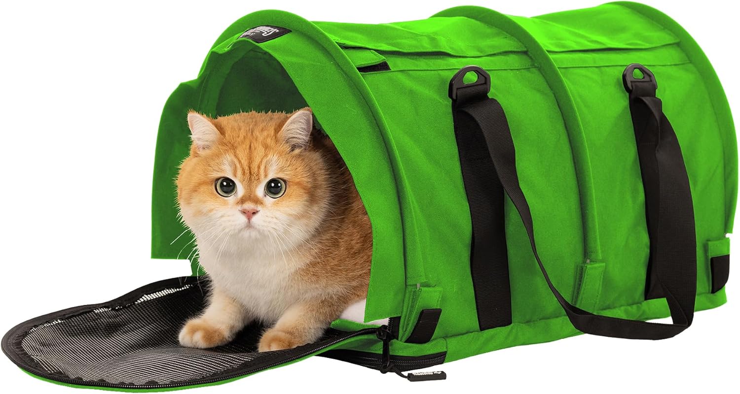 SturdiBag Pro 2.0 Pet Travel Carrier for Cats and Dogs | Soft Sided Pet Carrier Bag with Safety Clips and Seatbelt Straps for Car Travel | XL, Lime - Pawvie