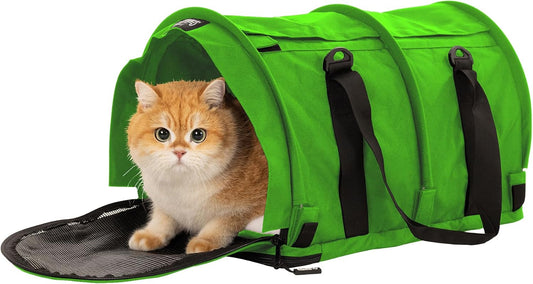 SturdiBag Pro 2.0 Pet Travel Carrier for Cats and Dogs | Soft Sided Pet Carrier Bag with Safety Clips and Seatbelt Straps for Car Travel | XL, Lime - Pawvie