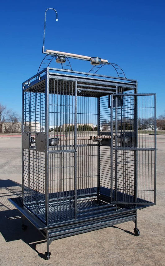 4 Size, X-Large 32" L x 23" W x 66" H Castle PlayTop Parrot Bird Cage On Wheels for Large Size Macaws Cockatoos African Grey Amazon