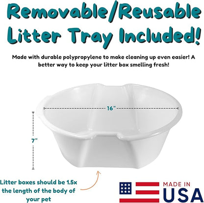 Good Pet Stuff Hidden Litter Box Planter, Decorative Cat Litter Enclosure with Carbon Filter, Artificial Plant, Easy Clean, Indoor Design, Original Round Style, Essentials Kit, White Birch
