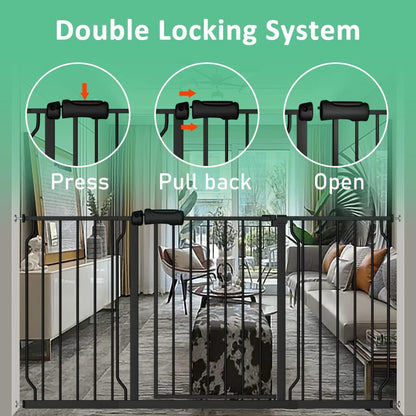 ALLAIBB Extra Wide Pressure Mounted Baby Gate Walk Through Child Kids Safety Toddler Tension Black Long Large Pet Dog Gates with Extension for doorways Kitchen (52.76-62.2"/134-158cm, Black)