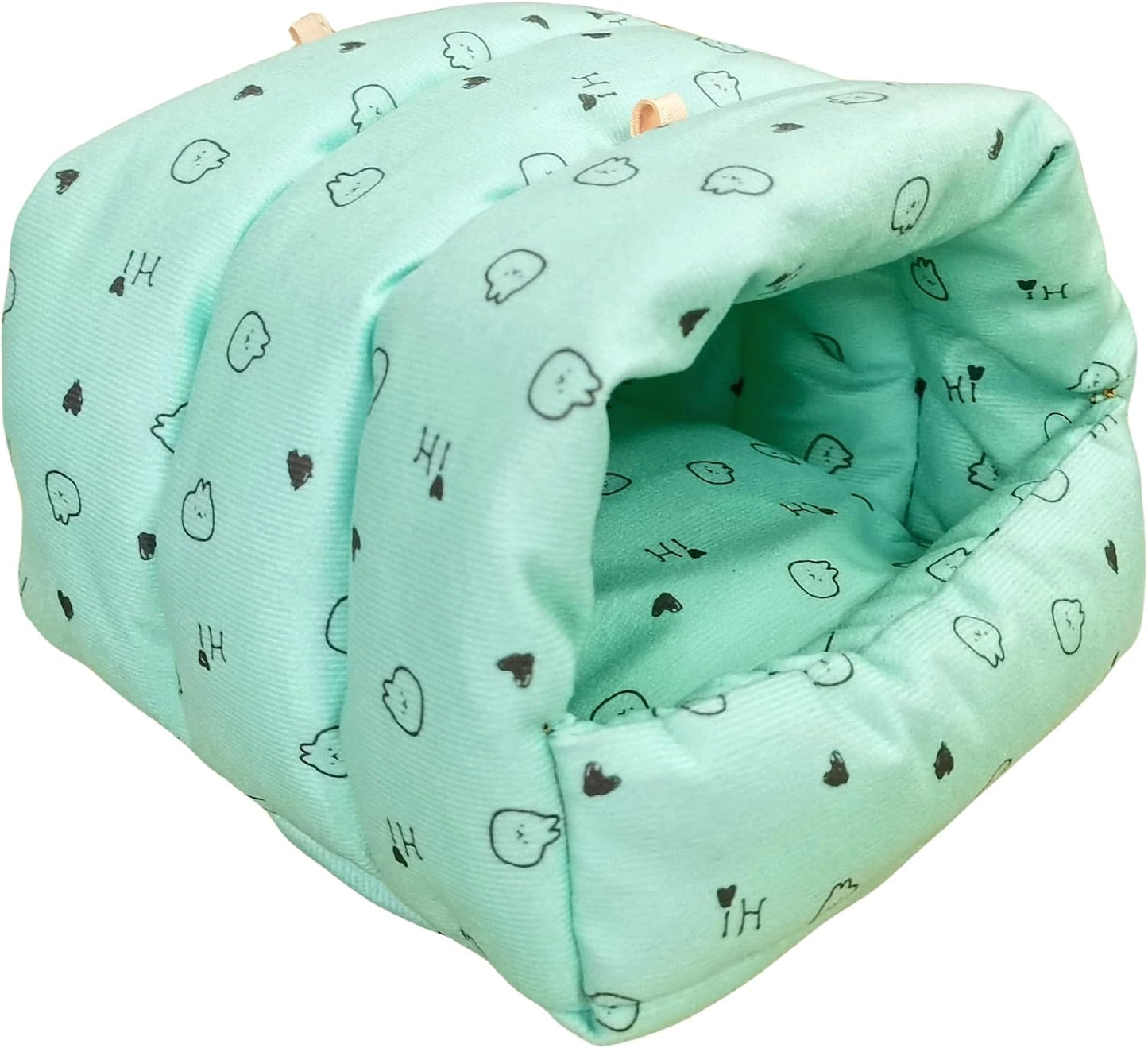 WowowMeow Guinea Pigs Bed,Hamster Bed,Soft Sleep Mat Pad and Warm Cave for Rats,Rabbit,Chinchillas,Hedgehog,Squirrel and Other Small Animals (L, Heart-Green)