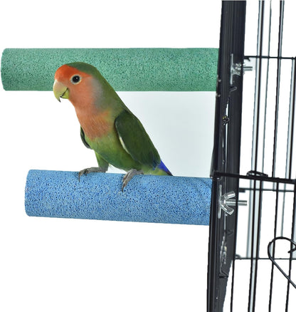 2 Pack Bird Perch Cage Stands Parrot Small Animals Beak Grinding Stone Foot Claws Trimmer Stick Parakeets Calcium Natural Chewing Toys for Small Medium Birds Budgies Conures Cockatiels Rats