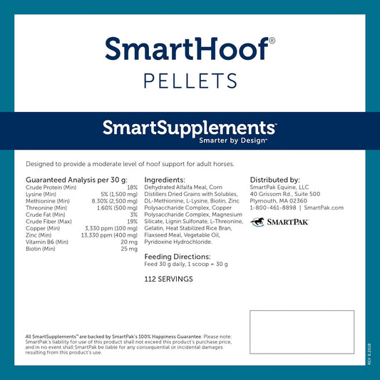 SmartHoof Pellets | Horse Biotin Joint Support Supplement with Essential Minerals for Healthy Hooves | Contains Methionine, Lysine, Copper, Zinc and More | 56 Servings | 7.6 lb Bag