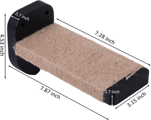 3pcs Wall Steps for Cats, Climbing Mounted Furniture, Shelves With Hemp Rope Covered, Solid Wood Ladder for Playing and Climbing (Large-Black)