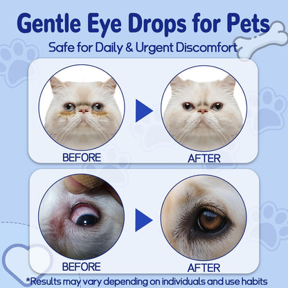 Eye Drops for Dogs & Cats, Natural Safe Dog Eye Drops-Soothe Itching Irritation & Discomfort, Dog Eye Infection Treatment, Pet Tear Stain Remover for Dogs Eye Wash Improving Eye Vision Clarity(2x50ML)