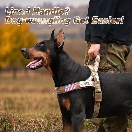 Forestpaw No Pull Dog Harness - Soft Flannel Padded Tactical Dog Vest Harness with Quick Release Buckle, Adjustable Reflective Pet Harness for Large Dogs Walking Training,Brown Camouflage L