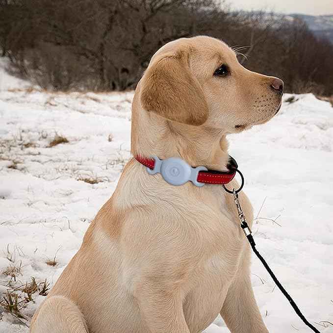 2 Pack Case for Airtag Dog Cat Collar Holder, Soft Silicone Anti-Lost Waterproof Protective Case Compatible with Apple Airtag, for Pet Dog Cat Collars Holder