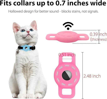 3-Pack Luminous AirTag Cat Collar Holder for Apple AirTag 2021, Silicone Air Tag Protective Case for Puppy Dog Collar with Screen Protectors - White & Blue & Pink