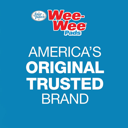 Four Paws Wee-Wee Super Absorbent Unscented Pee Pads for Dogs & Puppies with Insta-Rise Border, Leak-Proof Dog Housebreaking Potty Training Floor Protection, 22" x 23", 50 Count