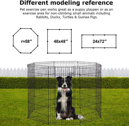 48 Tall Dog Playpen Crate Fence Pet Play Pen Exercise Cage -8 Pane