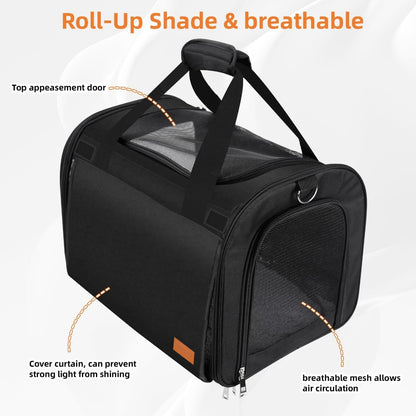 TWDEPART Cat Carrier Backpack - Multifunctional, Firm & Foldable with Roll-Up Shade, Breathable Design Includes Collapsible Bowl & Cushion (Black)