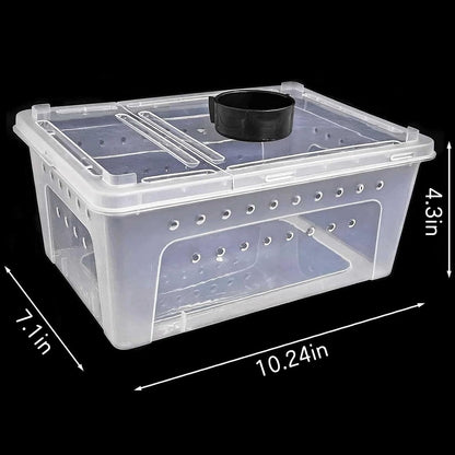 kathson 2PCS Reptile Feeding Box Portable Small Snake Terrarium Habitat Mini Pet Breeding Cage Hatching Container Transparent Gecko Houses for Small Frog Tarantula Spider Scorpion (White)