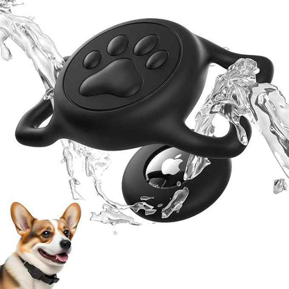 for Airtag Dog Collar Holder, Dog Airtag Holder Waterproof, Lightweight & Soft Silicone Air Tag Case for Pet Collars, Works with Multiple Tracker Tag Products (Black1, 1 Pack)