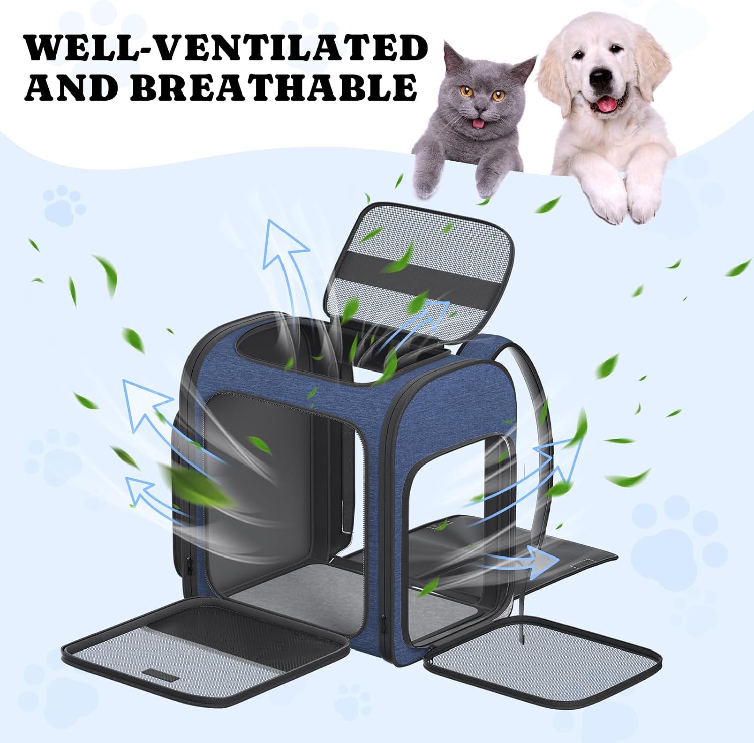 Pawtners Dog Backpack Carrier Dog Carrier with Anti-Scratch Mesh with Great Ventilation, Large Pet Carrier Backpack for Small Dogs & Large Cats, Foldable Designed Pet Backpack Perfect for Travel - Pawvie