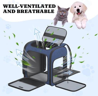 Pawtners Dog Backpack Carrier Dog Carrier with Anti-Scratch Mesh with Great Ventilation, Large Pet Carrier Backpack for Small Dogs & Large Cats, Foldable Designed Pet Backpack Perfect for Travel - Pawvie