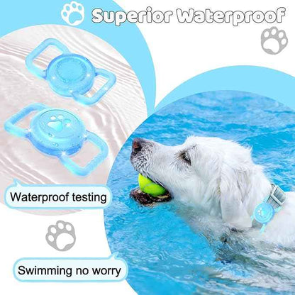 SANKALA Luminous Airtag Dog Collar Holder, [1 Pack] Glittery Waterproof Airtag Holder for Dog, Silicone Full Body Covered Anti-Lost Protective Airtag Case - Fits All Width Pet Collars, Blue Glitter