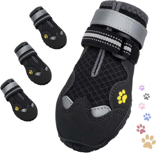 Dog Shoes for Large Medium Small Dog, Mesh Breathable Dog Shoes for Hot Pavement, Anti-Slip Dogs Boots Paw Protectors with Reflective for Outdoor Walking Indoor Hardfloors (Size 3)