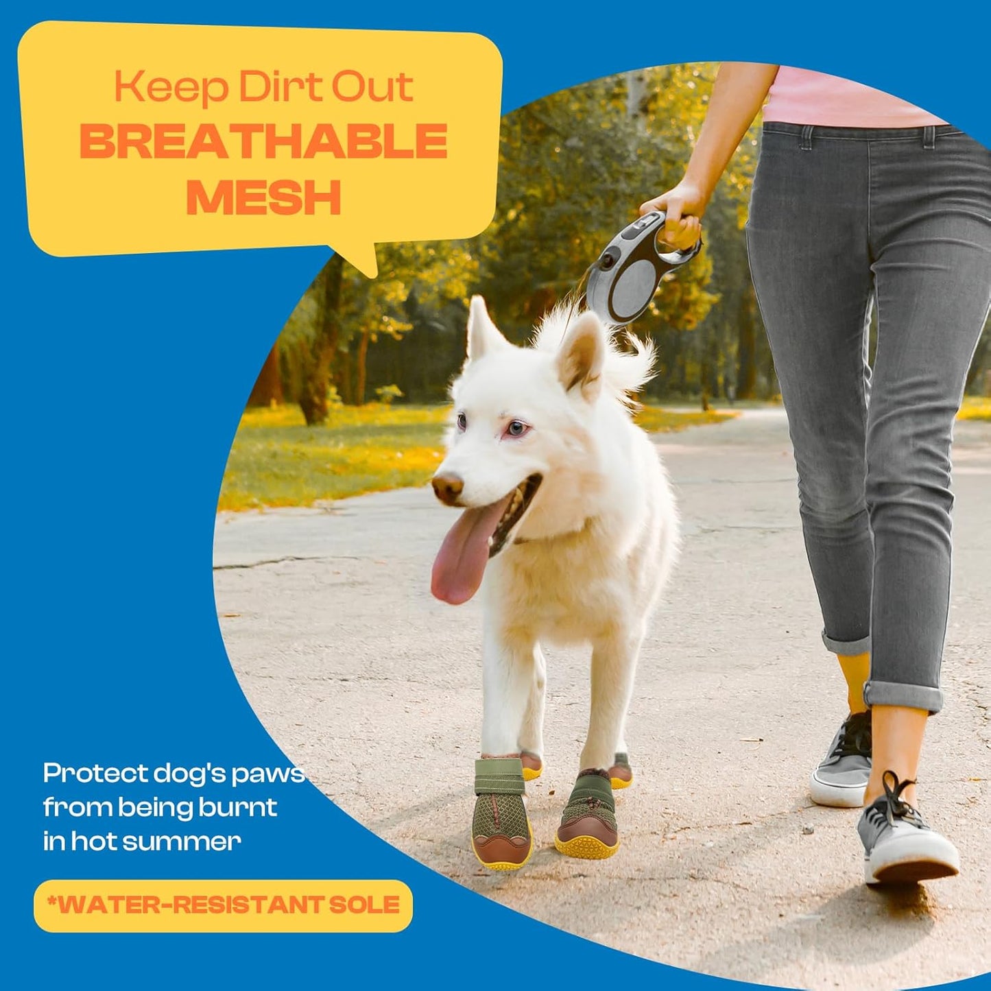 Dog Shoes for Large Dogs, Medium Dog Boots & Paw Protectors for Hardwood Floors, Outdoor Dog Booties for Hot Pavement Winter Snow Hiking, Breathable Dog Shoes with Reflective Strips Size 4