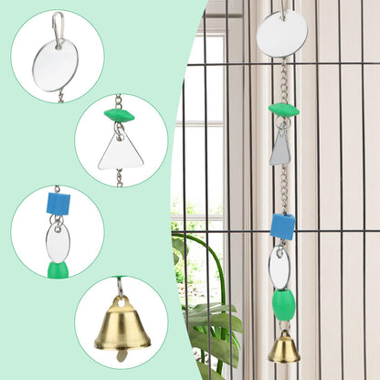 Hypeety Pet Bird Mirror with Bell Interactive Parrot Toy for Parrot Macaw African Greys Budgies Cockatoo Parakeet Cockatiels Conure Lovebird Cage Bells Mirror (A)