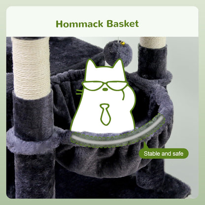 Globlazer Heavy Duty Cat Trees for Large Cats, Sturdy 72in Maine Coon Cat Tree for Large Cats 20 lbs+ Heavy Duty Cat Tower for Adult Biggest Cat with 6 Scratching Posts, Hammock, S72, Dark Gray
