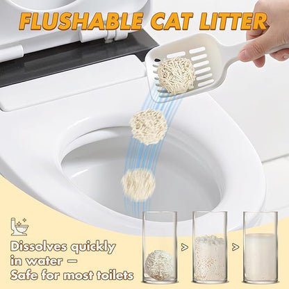 Happy & Polly Tofu Cat Litter – Fast Clumping, Flushable, Ultra Absorbent, Low Tracking, 100% Natural Raw Materials with Coconut Charcoal – 44 LB(5.5LB*8 Bags)