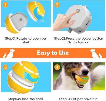 Interactive Dog Ball, Smart Interactive Dog Toys, Automatic Moving Vibrating Bouncing Pet Ball for Medium and Large Dogs, TPU Material, Rechargeable and Waterproof