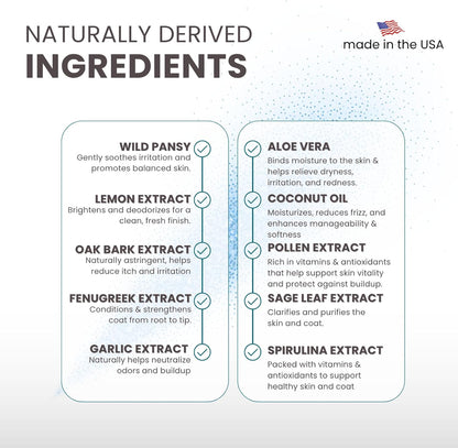 Lillian Ruff Waterless No-Rinse Dog Dry Shampoo Spray with Hydrating Essential Oils - pH-Balanced Dry Shampoo for Dogs - Clean, Condition, Detangle & Deodorize Dry, Sensitive Skin (Lavender Coconut)