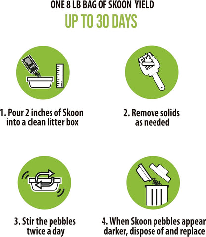 Skoon All Natural Cat Litter (3 Bags) - Original - Lightweight, Low Tracking, Non-Clumping Diatom Pebbles Absorb, Lock, and Seal Waste for Best Odor Control