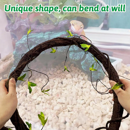 VCEPJH Extra Large Reptile Vines Thick Terrarium Plants 78 Inches Long Flexible Climbing Branch with Leaves Snake Tank Accessories Greenery Habitat Decor for Bearded Dragon Chameleon Gecko Lizard