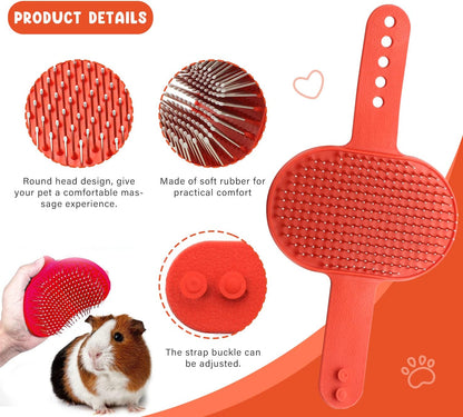 Cat Grooming Kit Set with Pet Shedding Slicker Brush Nail Clipper Trimmer Pet Massage Bath Glove Flea Comb for Bunny Puppy Kitten Guinea Pig Chinchilla Ferret Small Animals (Red, Pink)